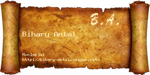 Bihary Antal névjegykártya